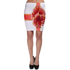 Red Ribbon Bow On White Background Bodycon Skirt by artworkshop