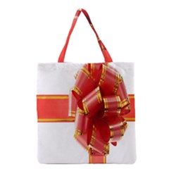 Red Ribbon Bow On White Background Grocery Tote Bag by artworkshop