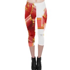 Red Ribbon Bow On White Background Capri Leggings  by artworkshop