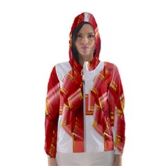 Red Ribbon Bow On White Background Women s Hooded Windbreaker by artworkshop