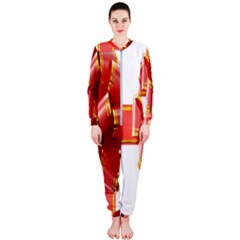 Red Ribbon Bow On White Background Onepiece Jumpsuit (ladies) by artworkshop