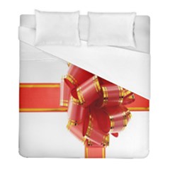 Red Ribbon Bow On White Background Duvet Cover (full/ Double Size) by artworkshop