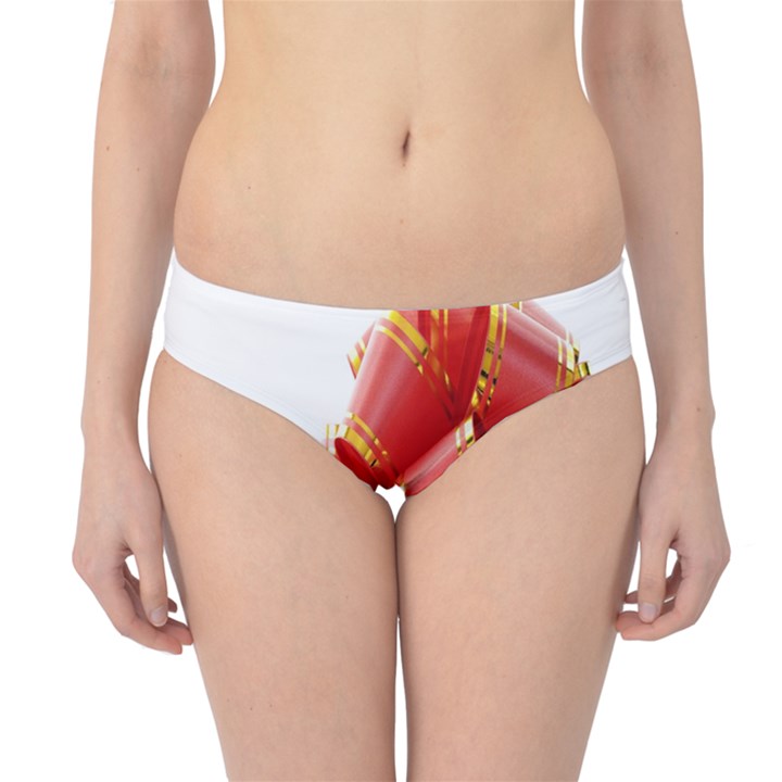 Red Ribbon Bow On White Background Hipster Bikini Bottoms