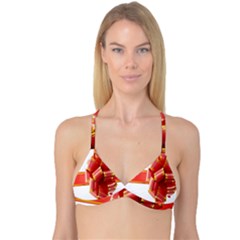 Red Ribbon Bow On White Background Reversible Tri Bikini Top by artworkshop