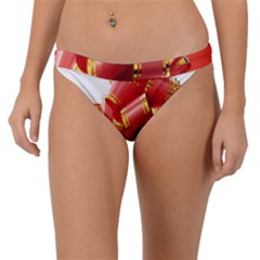 Red Ribbon Bow On White Background Band Bikini Bottom by artworkshop