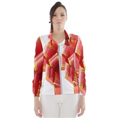 Red Ribbon Bow On White Background Women s Windbreaker