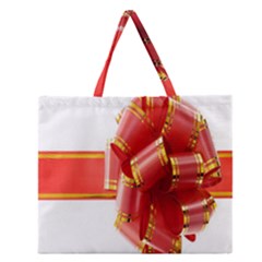 Red Ribbon Bow On White Background Zipper Large Tote Bag by artworkshop