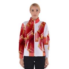 Red Ribbon Bow On White Background Women s Bomber Jacket by artworkshop