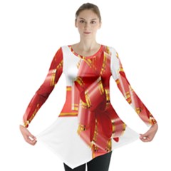 Red Ribbon Bow On White Background Long Sleeve Tunic  by artworkshop