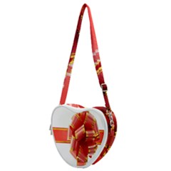 Red Ribbon Bow On White Background Heart Shoulder Bag by artworkshop