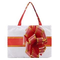 Red Ribbon Bow On White Background Zipper Medium Tote Bag by artworkshop