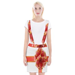 Red Ribbon Bow On White Background Braces Suspender Skirt by artworkshop