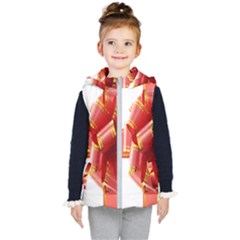 Red Ribbon Bow On White Background Kids  Hooded Puffer Vest by artworkshop