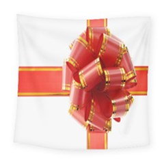 Red Ribbon Bow On White Background Square Tapestry (large) by artworkshop