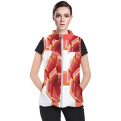 Red Ribbon Bow On White Background Women s Puffer Vest by artworkshop