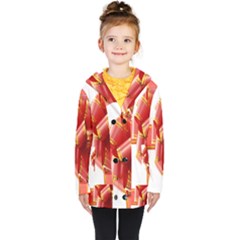 Red Ribbon Bow On White Background Kids  Double Breasted Button Coat by artworkshop