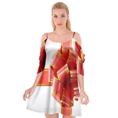 Red Ribbon Bow On White Background Cutout Spaghetti Strap Chiffon Dress by artworkshop