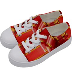 Red Ribbon Bow On White Background Kids  Low Top Canvas Sneakers by artworkshop