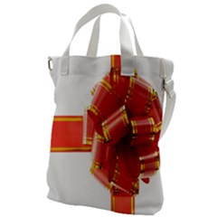 Red Ribbon Bow On White Background Canvas Messenger Bag by artworkshop