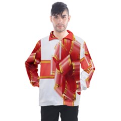 Red Ribbon Bow On White Background Men s Half Zip Pullover by artworkshop