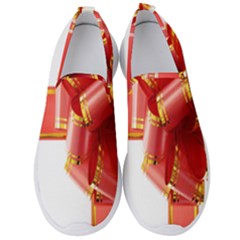 Red Ribbon Bow On White Background Men s Slip On Sneakers by artworkshop