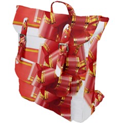 Red Ribbon Bow On White Background Buckle Up Backpack by artworkshop