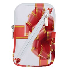 Red Ribbon Bow On White Background Belt Pouch Bag (large) by artworkshop