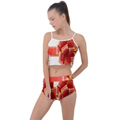 Red Ribbon Bow On White Background Summer Cropped Co-ord Set by artworkshop