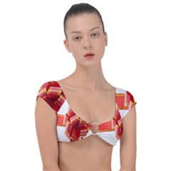 Red Ribbon Bow On White Background Cap Sleeve Ring Bikini Top by artworkshop