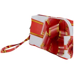 Red Ribbon Bow On White Background Wristlet Pouch Bag (small) by artworkshop