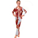 Red Ribbon Bow On White Background Kid s Satin Long Sleeve Pajamas Set View1