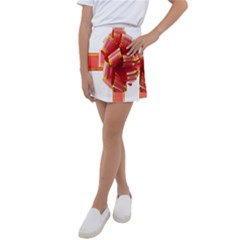 Red Ribbon Bow On White Background Kids  Tennis Skirt by artworkshop