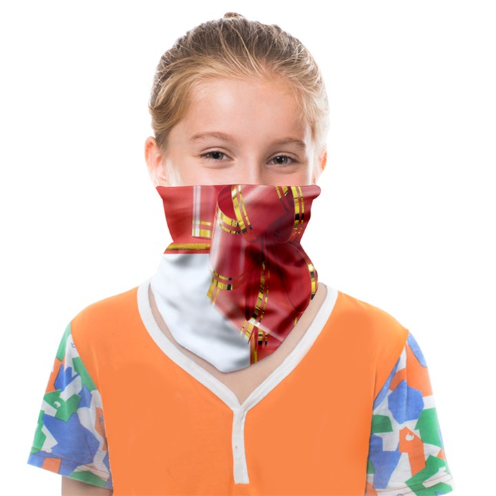 Red Ribbon Bow On White Background Face Covering Bandana (Kids)