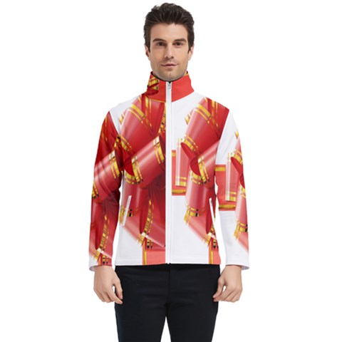 Red Ribbon Bow On White Background Men s Bomber Jacket by artworkshop