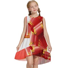 Red Ribbon Bow On White Background Kids  Frill Swing Dress by artworkshop