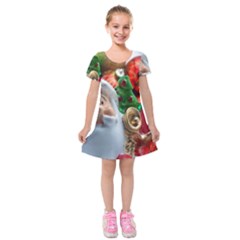 Red Santa Kids  Short Sleeve Velvet Dress by artworkshop