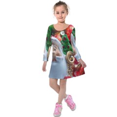 Red Santa Kids  Long Sleeve Velvet Dress by artworkshop