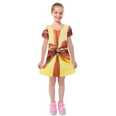 Ribbon Bow Kids  Short Sleeve Velvet Dress by artworkshop