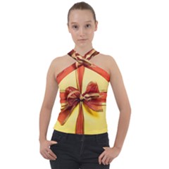 Ribbon Bow Cross Neck Velour Top by artworkshop