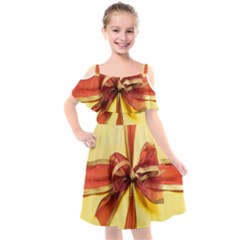 Ribbon Bow Kids  Cut Out Shoulders Chiffon Dress by artworkshop