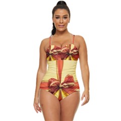 Ribbon Bow Retro Full Coverage Swimsuit by artworkshop