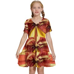 Ribbon Bow Kids  Short Sleeve Tiered Mini Dress by artworkshop