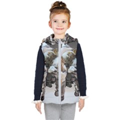 Santa Claus Kids  Hooded Puffer Vest by artworkshop