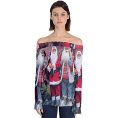 Santa On Christmas 1 Off Shoulder Long Sleeve Top by artworkshop