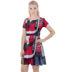 Santa On Christmas 1 Cap Sleeve Velour Dress  by artworkshop