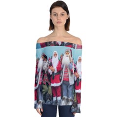 Santa On Christmas 3 Off Shoulder Long Sleeve Top by artworkshop