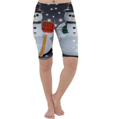 Snowman Cropped Leggings  by artworkshop