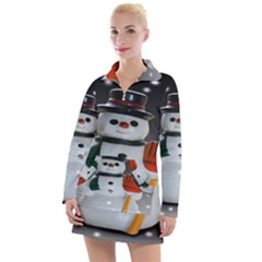 Snowman Women s Long Sleeve Casual Dress