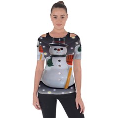 Snowman Shoulder Cut Out Short Sleeve Top