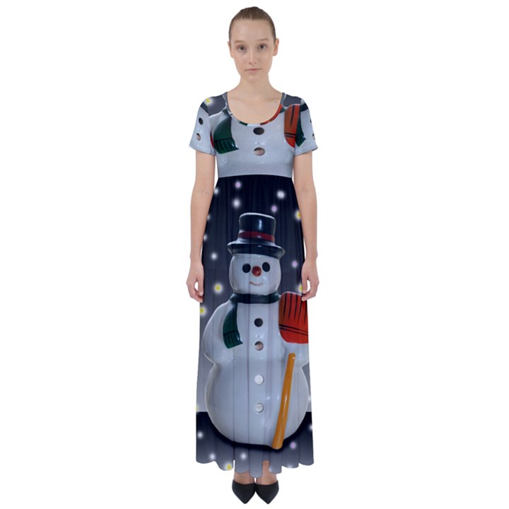 Snowman High Waist Short Sleeve Maxi Dress